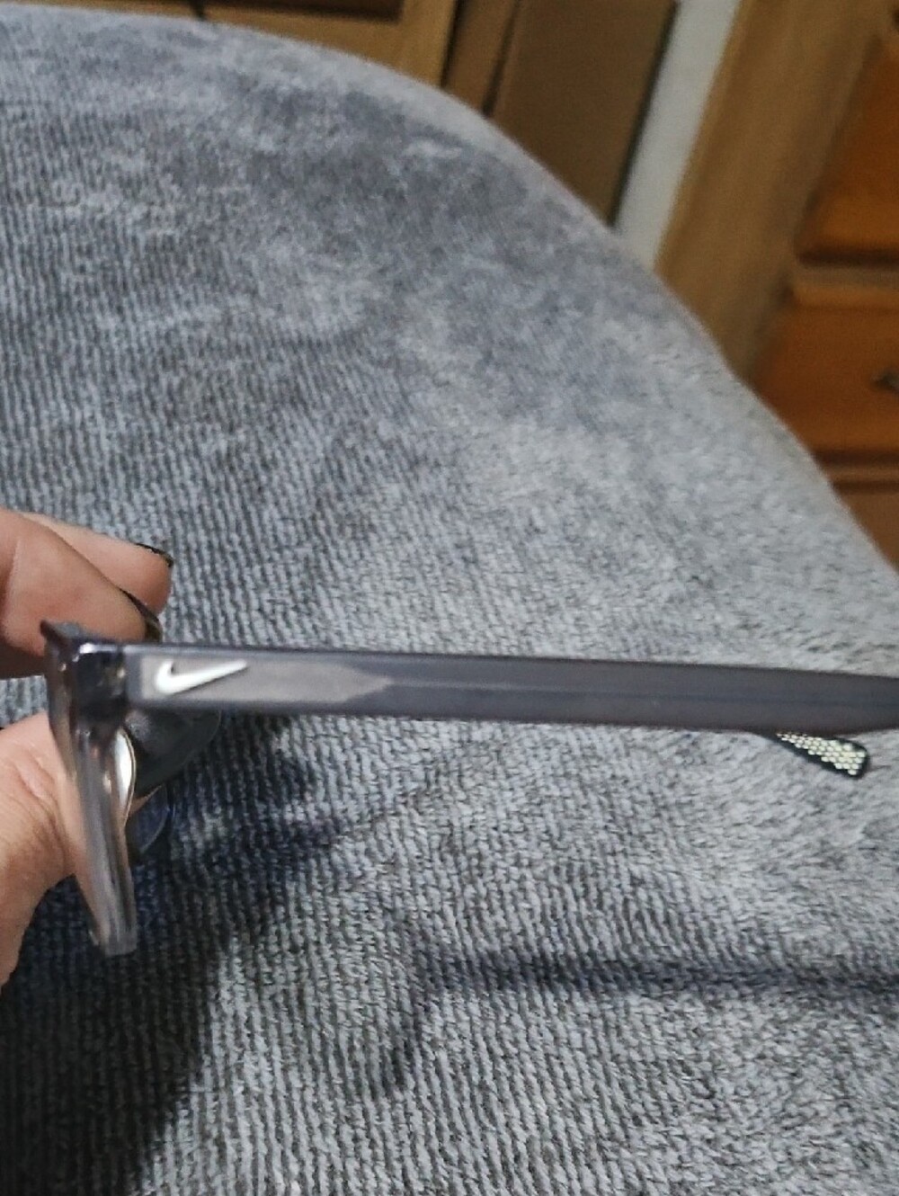 Nike! Just Do It Clear Eyeglass Frames with Dark Brown Temples Nike Swoosh On S - Picture 2 of 4